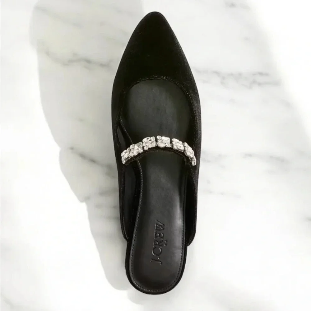 J.Crew Velvet Rhinestone Mules - Picture 4 of 13